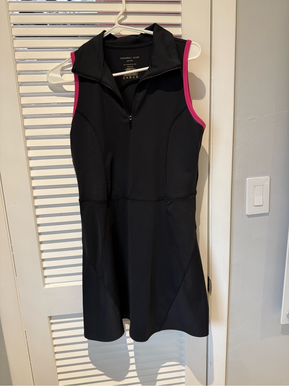 Sincerely Jules Black Mini Dress with Pink Trim